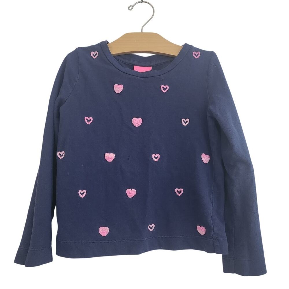 6/7 Lilly Pultizer navy with pink heart tee
